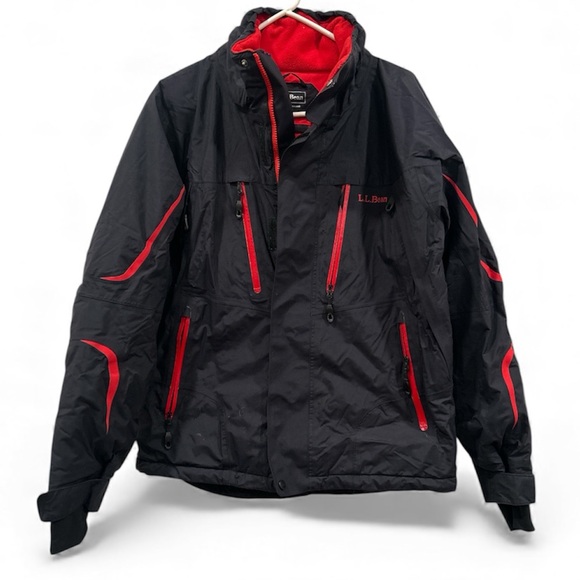 L.L. Bean Other - L.L. Bean Men's Black Rain Jacket with Red Accents